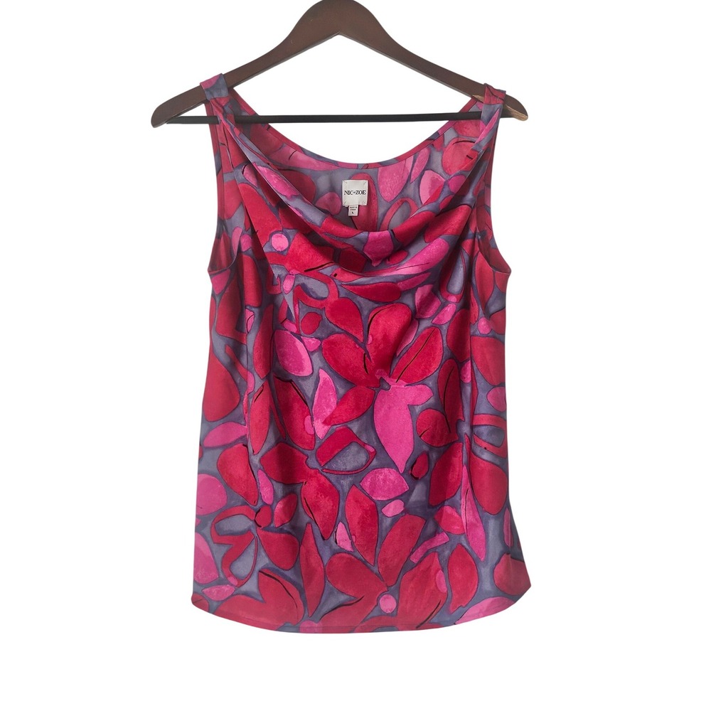 NIC+ZOE Happy Splash Sleeveless Tank Top Blouse Size L